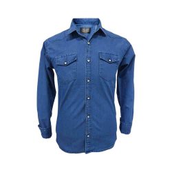پیراهن لی دو جیب سایز بزرگ آبی تیره