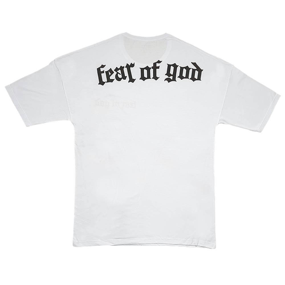 تیشرت سفید سایز بزرگ طرح fear of god