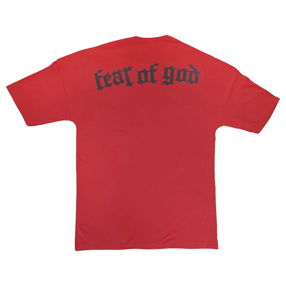 تیشرت قرمز سایز بزرگ طرح fear of god