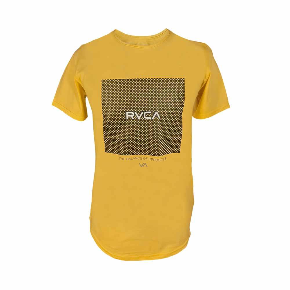 تیشرت آستین کوتاه زرد یقه گرد پنبه ای طرح RVCA