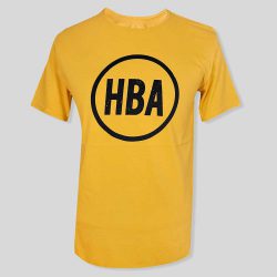 تیشرت یقه گرد پنبه ای زرد مدل HBA