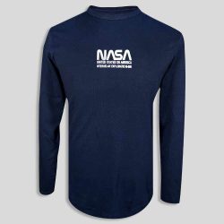 تیشرت آستین بلند سورمه ای مردانه طرح NASA
