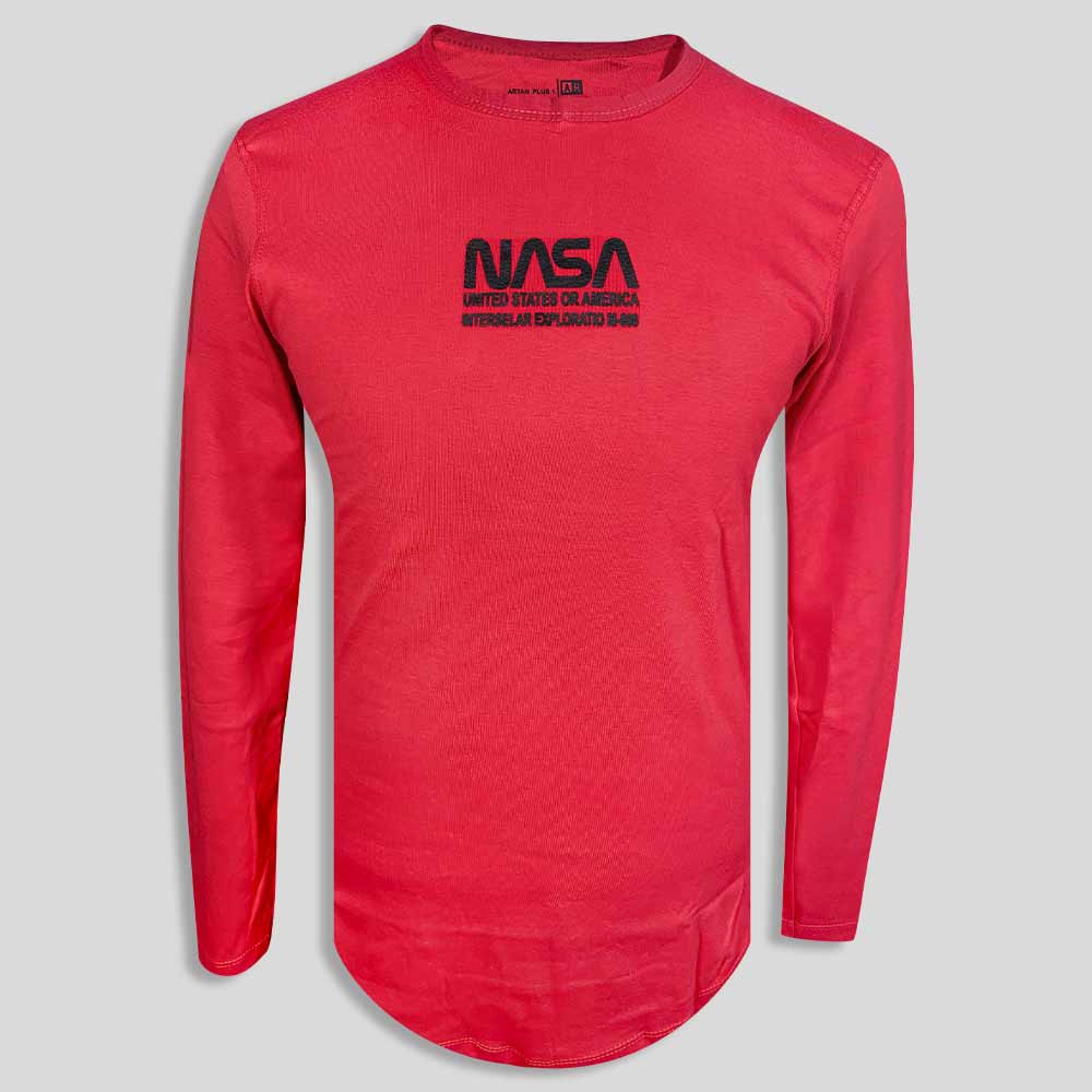 تیشرت آستین بلند قرمز مردانه طرح NASA