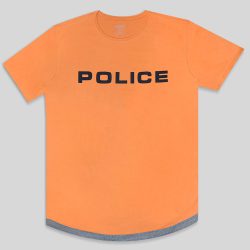 تیشرت یقه گرد پنبه ای آستین کوتاه طرح پلیس نارنجی