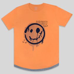 تیشرت یقه گرد آستین کوتاه چاپ دار نارنجی
