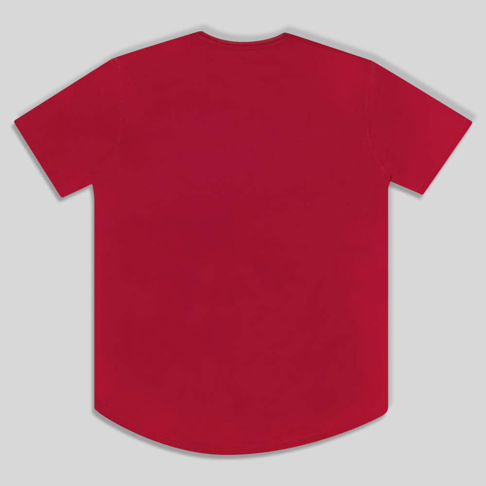 تیشرت مردانه یقه گرد پنبه ای چاپ دار قرمز پشت