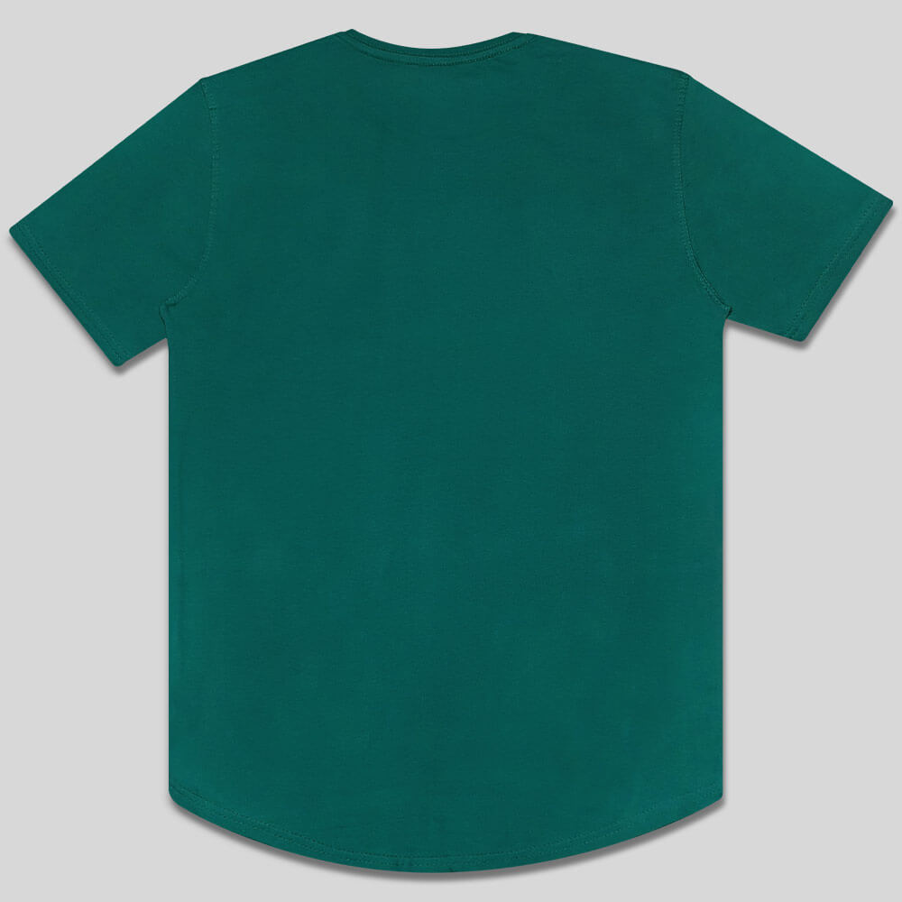 تیشرت سبز مردانه یقه گرد چاپ دار پشت