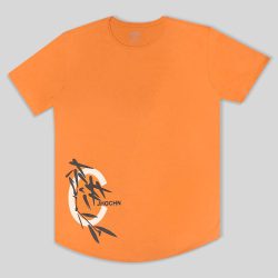 تیشرت آستین کوتاه مردانه نارنجی چاپ دار