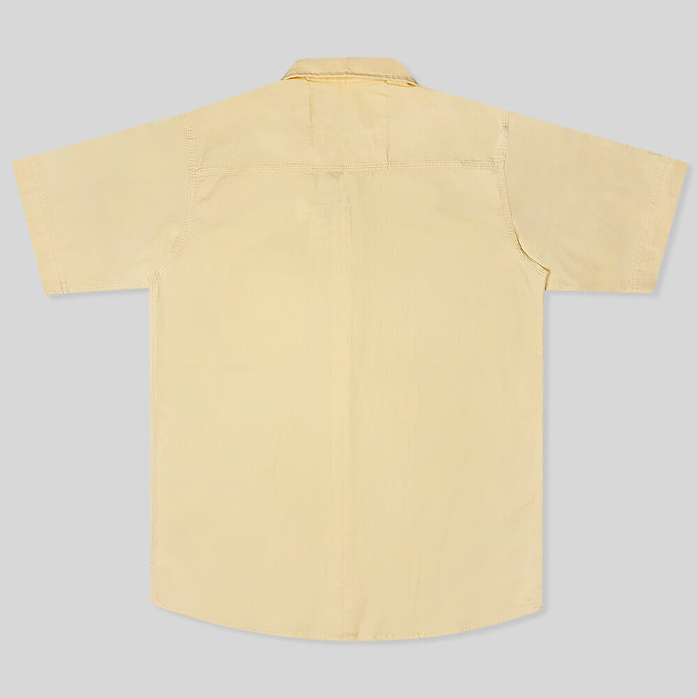 پیراهن جیب دار آستین کوتاه مردانه لیمویی پشت