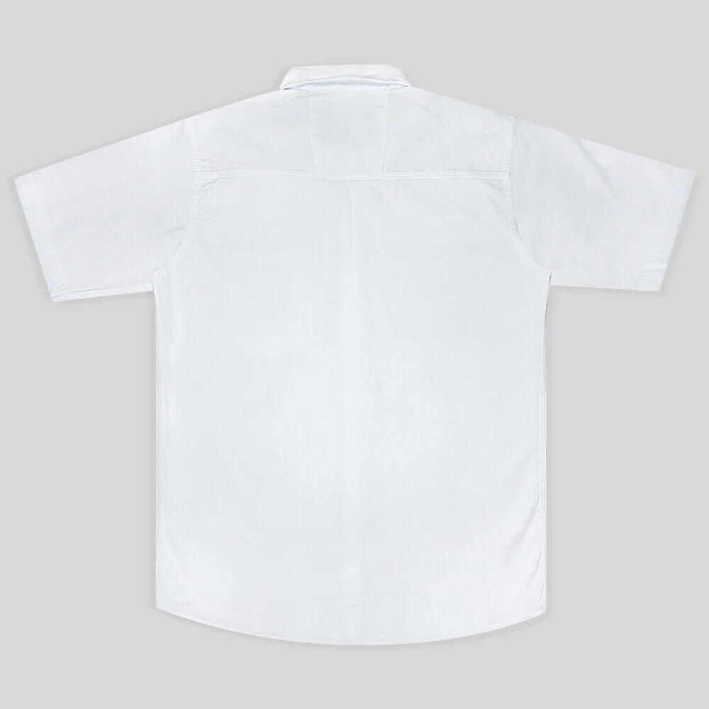 پیراهن سفید نخی جیب دار مردانه پشت
