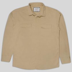 پیراهن کتان دو جیب مردانه رنگ خاکی