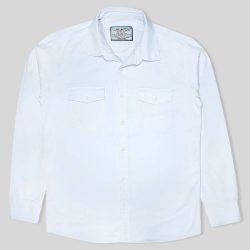 پیراهن کتان دو جیب مردانه رنگ سفید