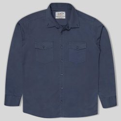 پیراهن کتان دو جیب مردانه رنگ آبی طوسی