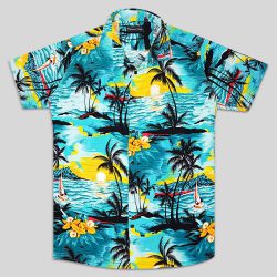 پیراهن هاوایی آبی ساحلی