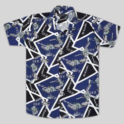پیراهن هاوایی آبی مردانه طرح rio