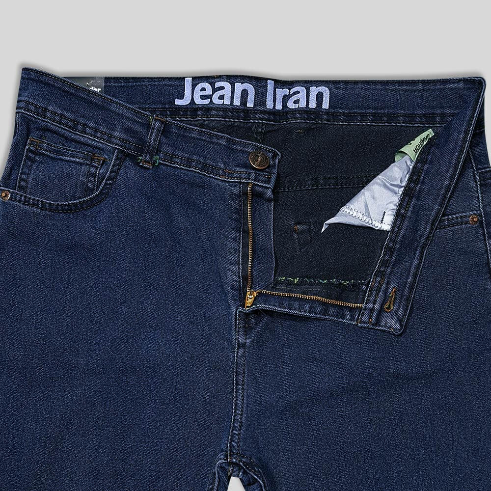 شلوار جین راسته کلاسیک فاق بلند قد 105 سورمه ای کمر