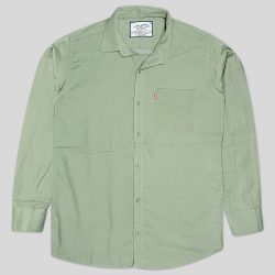 پیراهن کنفی تمام نخ تک جیب آستین بلند سبز