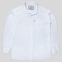 پیراهن کنفی تمام نخ تک جیب آستین بلند سفید
