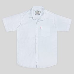 پیراهن کنفی تمام نخ تک جیب آستین کوتاه سفید