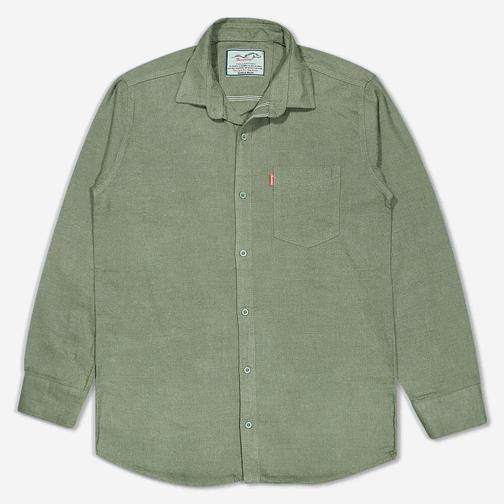 پیراهن پشمی تک‌جیب ساده سبز 124011-1 (1)
