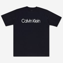 تیشرت سایز بزرگ نخی طرح Calvin Klein مشکی 122065-11