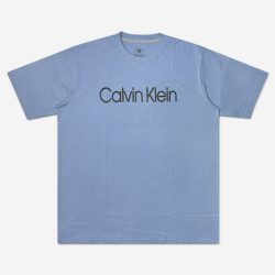 تیشرت سایز بزرگ نخی طرح Calvin Klein آبی 122065-9