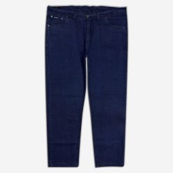 شلوار جین راسته فاق بلند سایز بزرگ آبی کلاسیک 111090-3