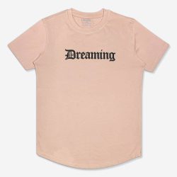 تیشرت نخی یقه گرد طرح Dreaming کرمی 122062-52