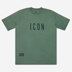 تیشرت سایز بزرگ نخی طرح ICON سبز 122065-21