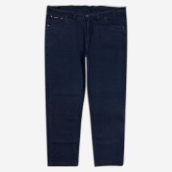 شلوار جین راسته فاق بلند سایز بزرگ سورمه‌ای کلاسیک 111090-2