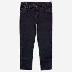 شلوار جین راسته فاق بلند سایز بزرگ دودی کلاسیک 111090