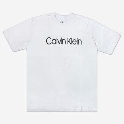 تیشرت سایز بزرگ نخی طرح Calvin Klein سفید 122065-10