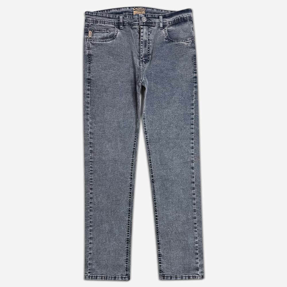 1110128- Men's jeans - straight - long - silver (1) شلوار جین راسته قد بلند فاق زیپ دار طوسی نقره ای 1110146-9 نمای جلو