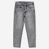 شلوار لی مام فیت پارچه ترک غیرکشی ساده طوسی روشن 1110145-3 نمای روبه رو