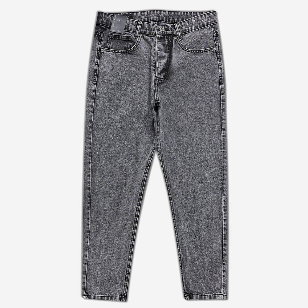 1110145-5-Mom Fit Jeans - Turkish Fabric - Large Size - Gray (1) شلوار لی مام فیت پارچه ترک غیرکشی ساده طوسی 1110145-5 نمای روبه رو