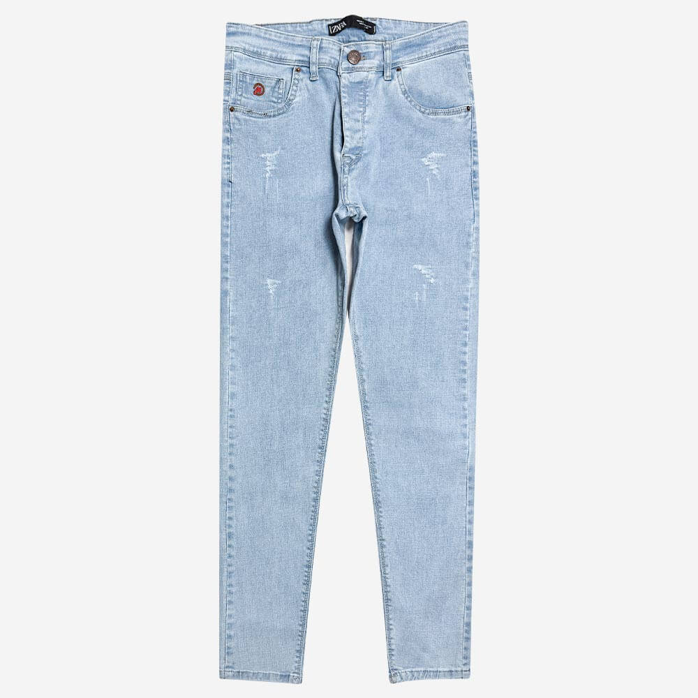 111098-3-Mens-jeans-tight-ice-1 شلوار جین فیت مردانه کشی فاق دکمه ای قد 100 آبی روشن 1110157-2 نمای روبه رو