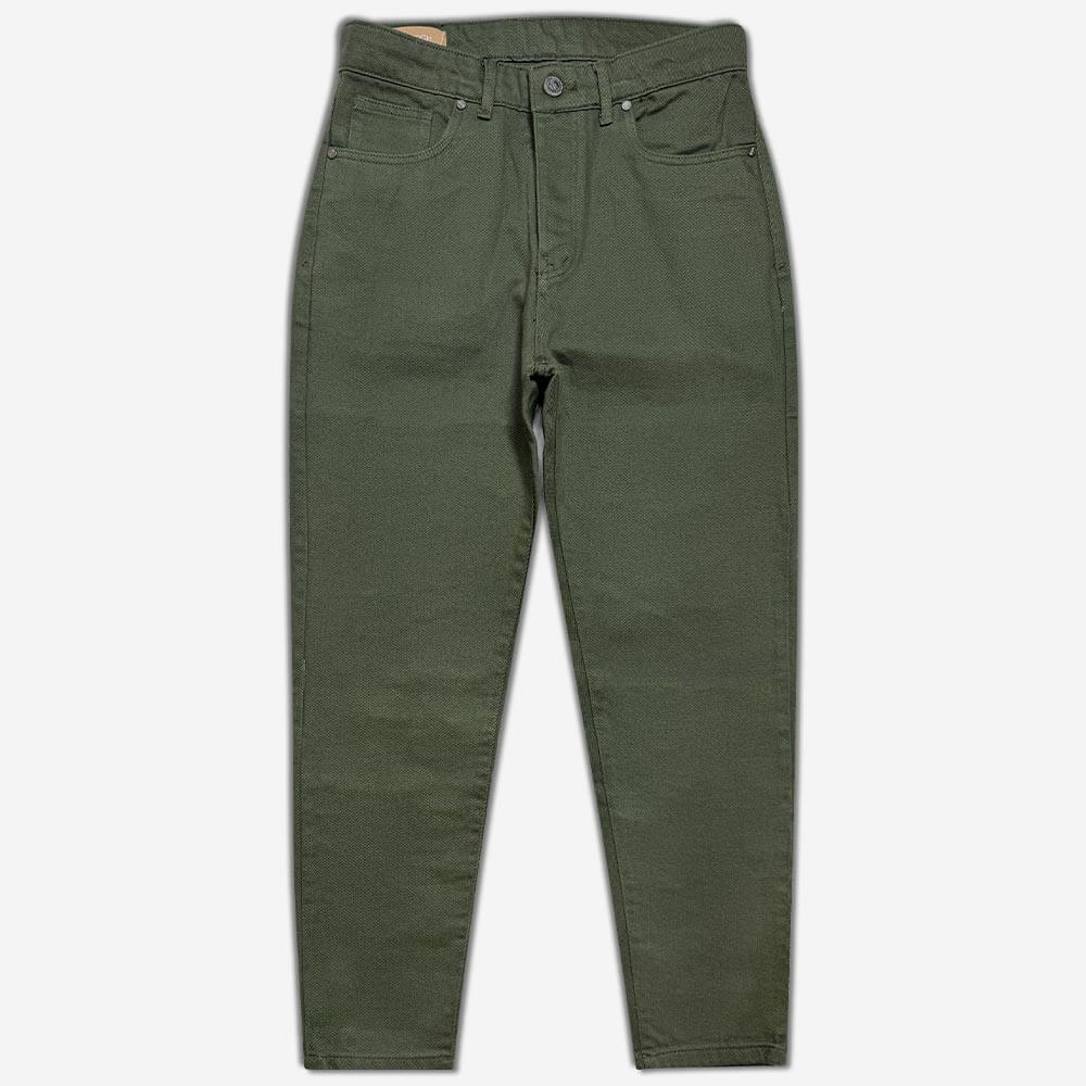 113034-1-Pants - mom's style - linen - simple - sports - green (1) شلوار کتان مام استایل اسپرت ساده دکمه ای سبز 113028-1 نمای جلو