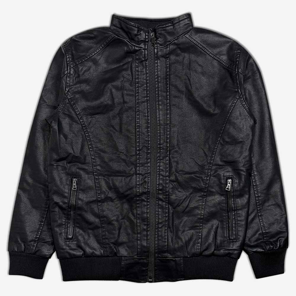 120153-1-Leather-jacket-mens-inside-fur-with-zipper-black-1 کاپشن چرم سایز بزرگ مردانه داخل خز دار 120153 نمای اصلی