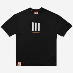 تیشرت باکسی یا دراپ شولدر قواره آزاد و سرشانه افتاده مشکی 1220190-29 نمای جلو