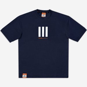 تیشرت باکسی یا دراپ شولدر قواره آزاد و سرشانه افتاده سرمه ای 1220190-32 نمای جلو