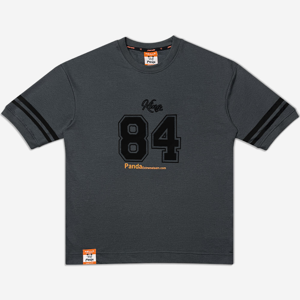 1220177-NUMBER84-1-T-shirt drop shoulder - large size - sports - gray (1) تیشرت دراپ شولدر یا تیشرت باکسی قواره آزاد و سرشانه افتاده طوسی 1220190-38 نمای جلو