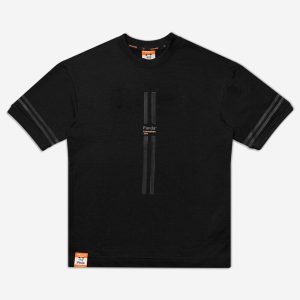 تیشرت باکسی یا دراپ شولدر قواره آزاد و سرشانه افتاده مشکی 1220190-34 نمای جلو