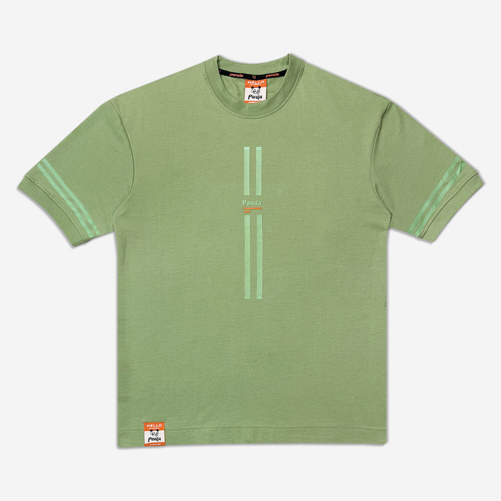 1220177-PAUSE-3-T-shirt drop shoulder - large size - sports - green (1) تیشرت دراپ شولدر یا تیشرت باکسی قواره آزاد و سرشانه افتاده سبز 1220190-35نمای جلو