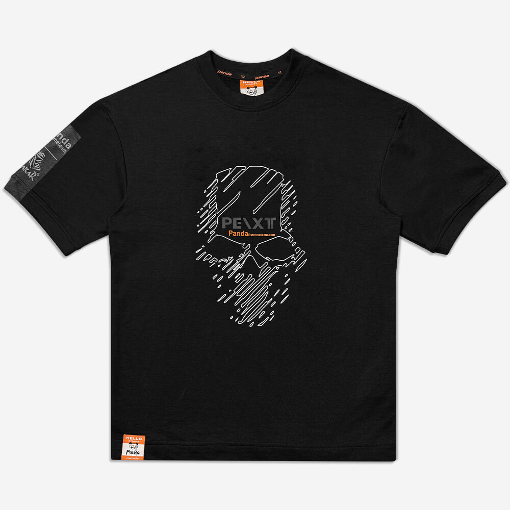 1220177-SKELET-2-T-shirt drop shoulder - large size - sports - black (1) تیشرت باکسی یا دراپ شولدر قواره آزاد و سرشانه افتاده مشکی 1220190-25 نمای جلو