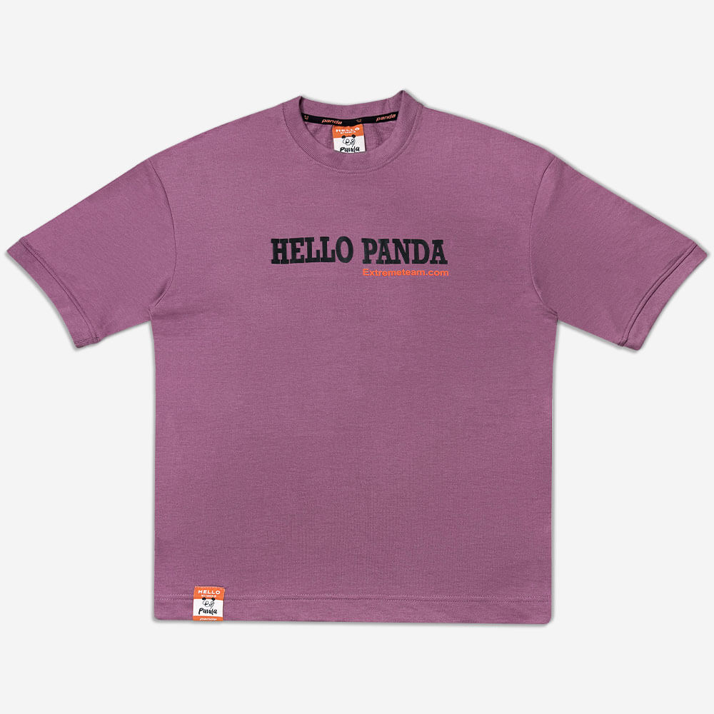 1220177-hello-10-Boxed t-shirt - long shoulder - large size - purple (1) تیشرت دراپ شولدر یا تیشرت باکسی قواره آزاد و سرشانه افتاده بنفش 1220190-23 نمای جلو