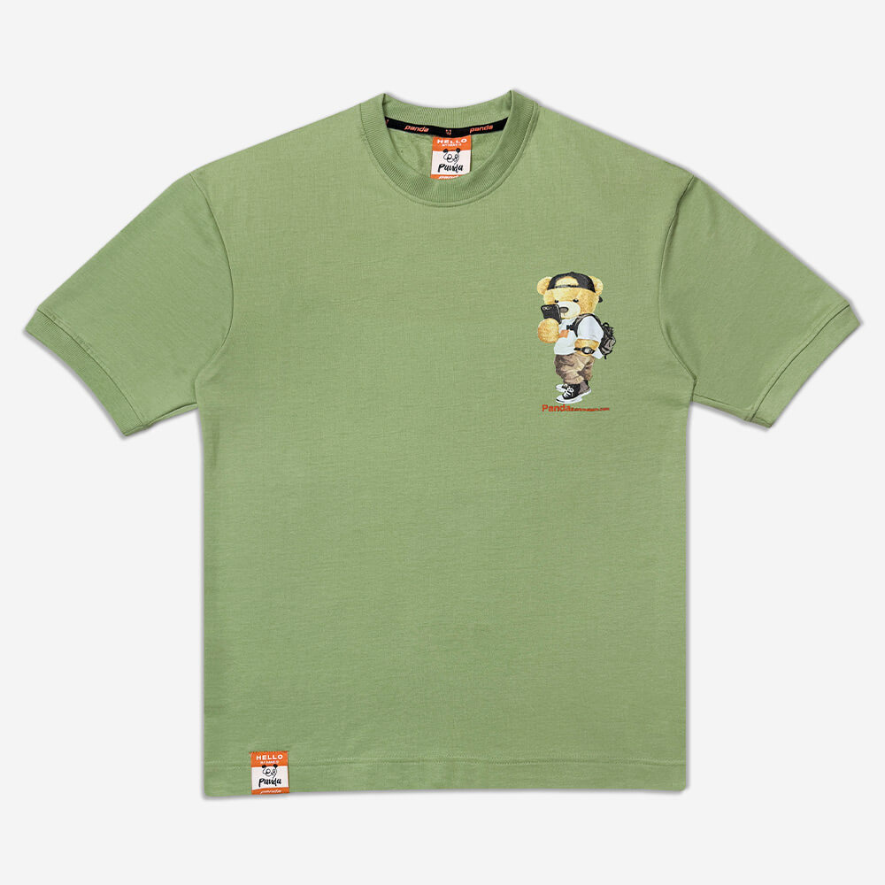 1220177-khers1-T-shirt drop shoulder - large size - sports - green (1) تیشرت دراپ شولدر یا تیشرت باکسی قواره آزاد و سرشانه افتاده سبز 1220190-12نمای جلو