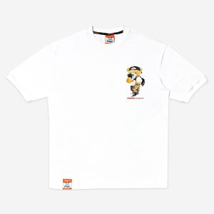 تیشرت دراپ شولدر یا تیشرت باکسی قواره آزاد و سرشانه افتاده سفید 1220190-13 نمای جلو