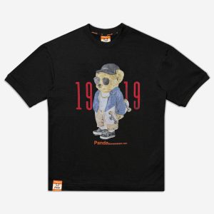 تیشرت دراپ شولدر یا تیشرت باکسی قواره آزاد و سرشانه افتاده مشکی 1220190-16 نمای جلو