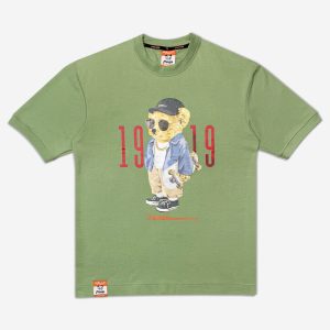 تیشرت دراپ شولدر یا تیشرت باکسی قواره آزاد و سرشانه افتاده سبز 1220190-17نمای جلو