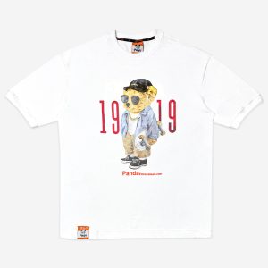 تیشرت دراپ شولدر یا تیشرت باکسی قواره آزاد و سرشانه افتاده سفید 1220190-18 نمای جلو